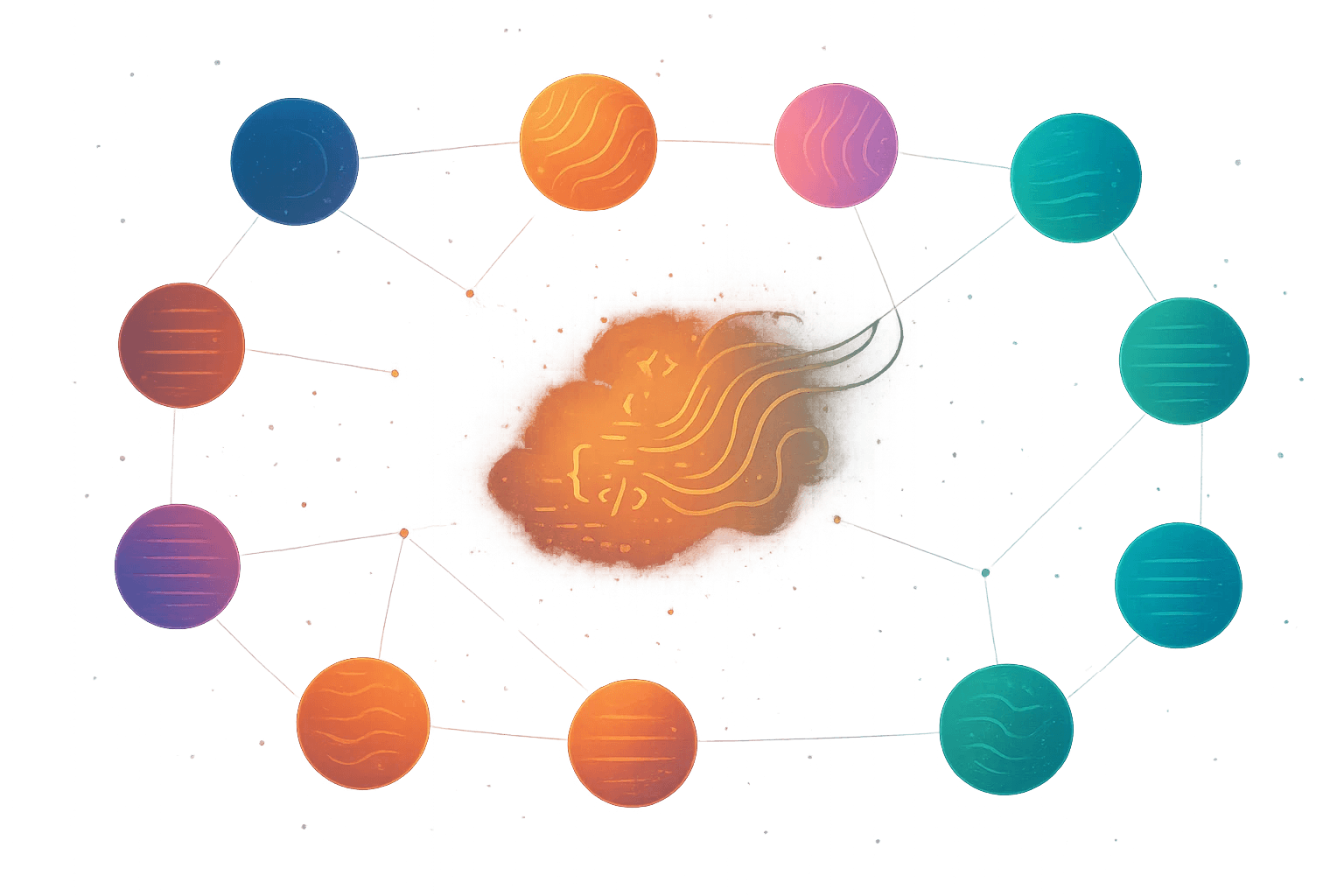 A futuristic web search interface showing AI assistants, Google search windows, and dynamic answer blocks, symbolizing the evolution of SEO from keyword ranking to AI-powered answers.
